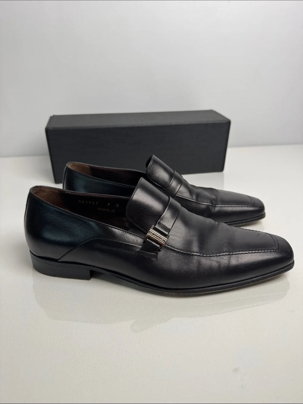 Bruno Magli Remiglio Men’s Black Leather Hand Made Dress Shoes 9M Made in Italy